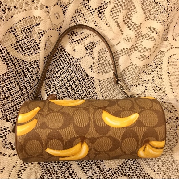 NWT Coach Nolita Barrel Bag In Signature Canvas With Banana Print - Picture 10 of 11
